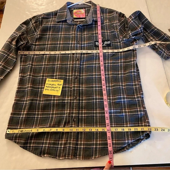 Billy Joel Flannel Shirt Mens Large Unisex Handmade Upcycled Band Flannel Gray - Picture 8 of 11